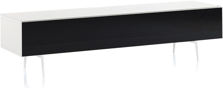 White Wood and Glass TV Stand with Metal Legs T494411