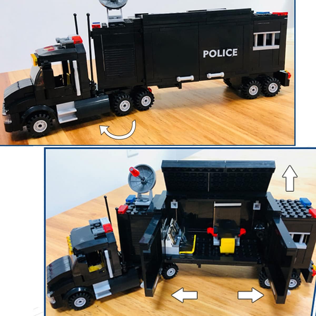 City Police Mobile Command Center Truck Building Blocks Car (540 PCS), City Police Station Building Sets, Model Toys Pack of 2 J915868