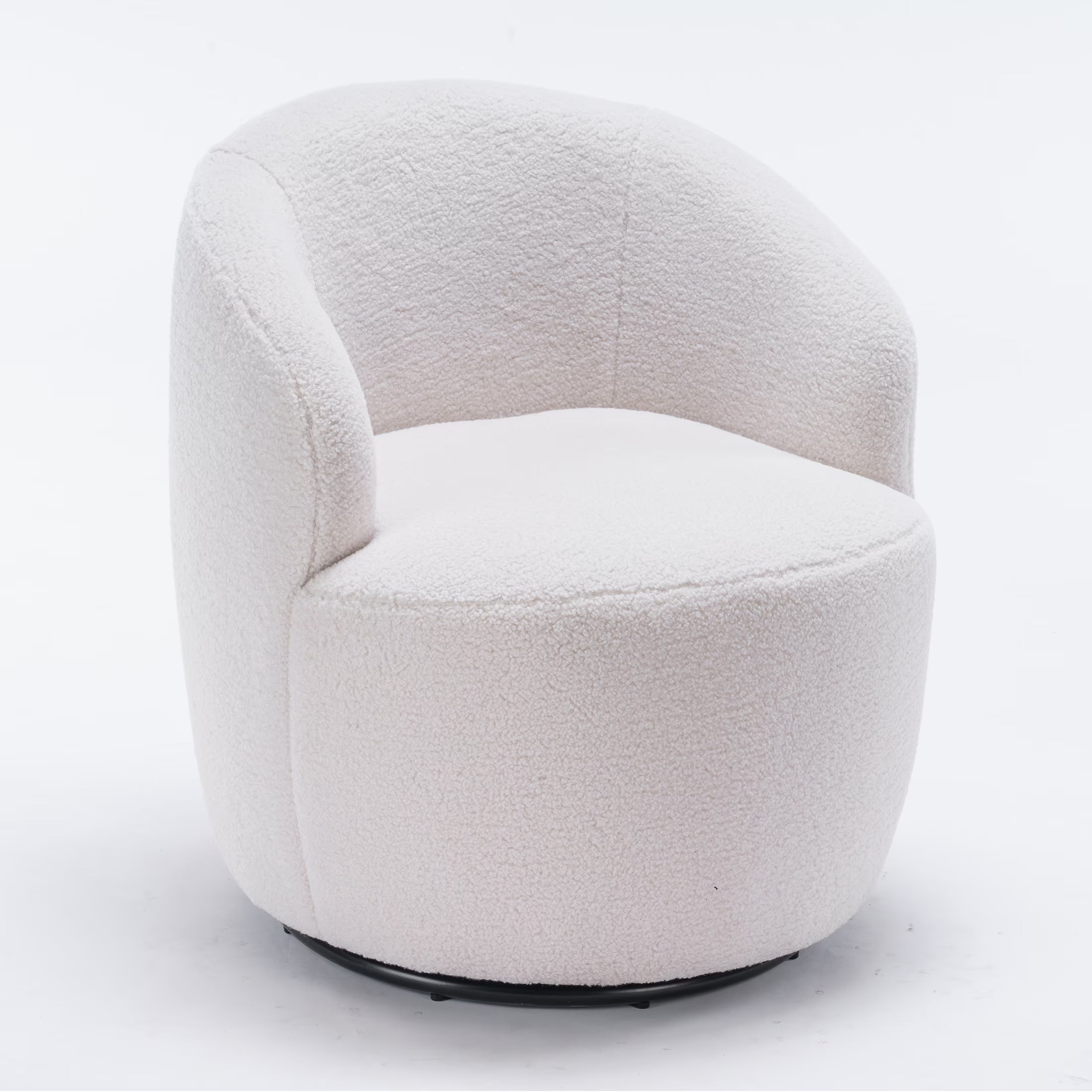 White Teddy Fabric Swivel Barrel Armchair P24443