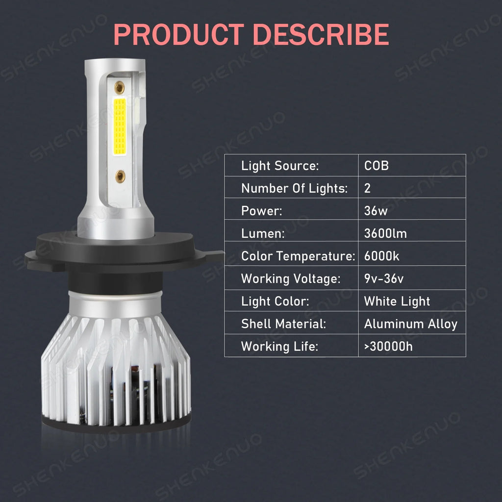 H4 High&Low Beam H11 Fog Light LED Headlight Bulbs 4pcs V155