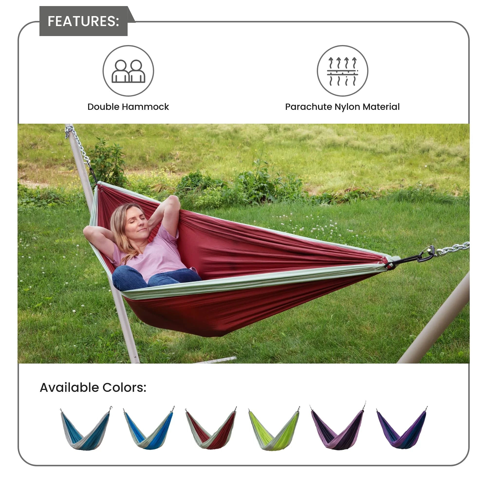 Double Camping Hammock with Storage Bag D4405