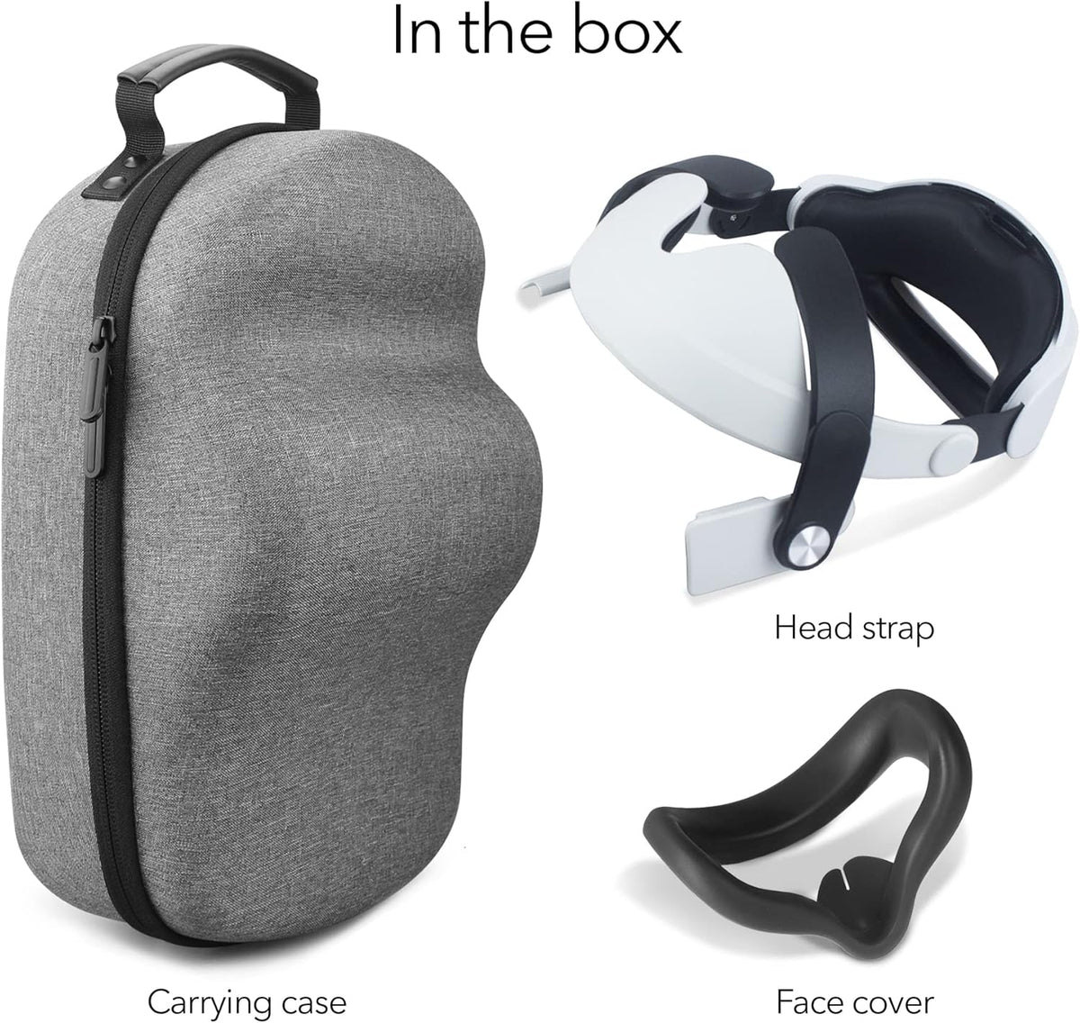 VR Headset Carrying Case, Head Strap, and Face Cover Bundle Pack of 2 L3489