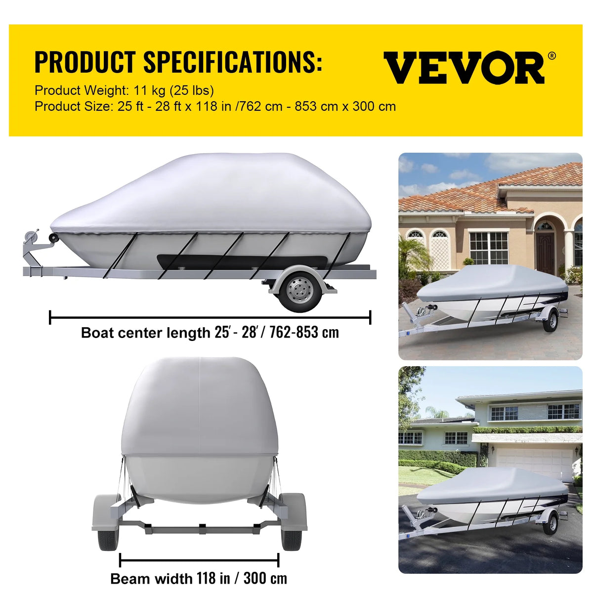 Heavy Duty 210D Marine Grade Polyester Waterproof Boat Cover F3576