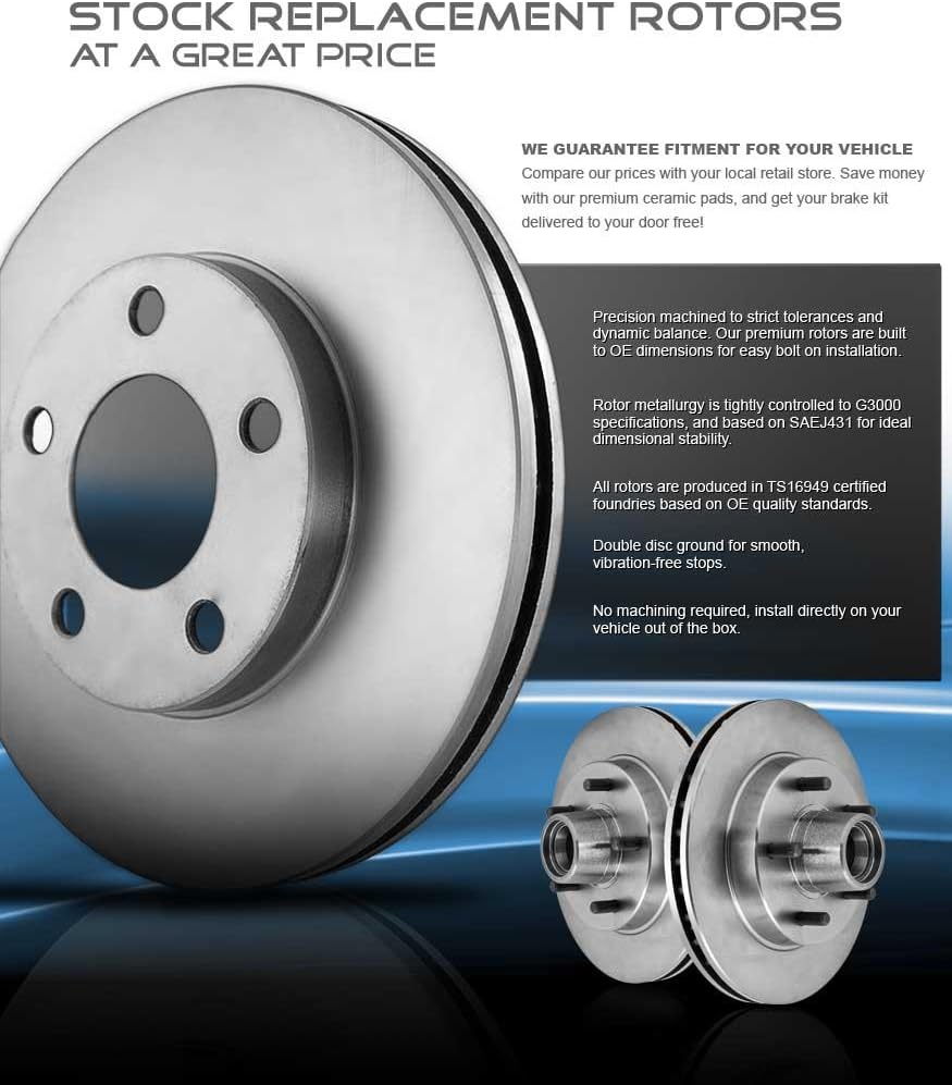 Premium OE 5 Lug Brake Disc Rotors + Metallic Brake Pads E46428