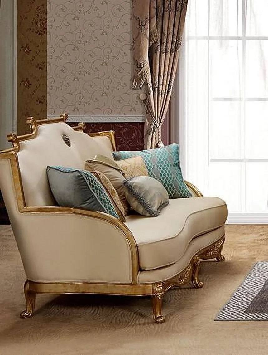 Gold & Light Beige Sofa Set 2Pcs Y700