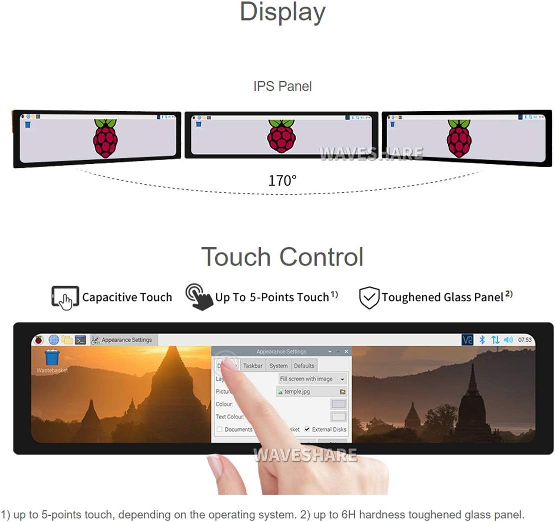 11.9inch Capacitive Touch Screen LCD 320×1480 Resolution HDMI Display IPS Display Panel U61951