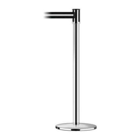 Silver Barrier Post with Belt, 38 in. H, 7-1/2 ft. L S103