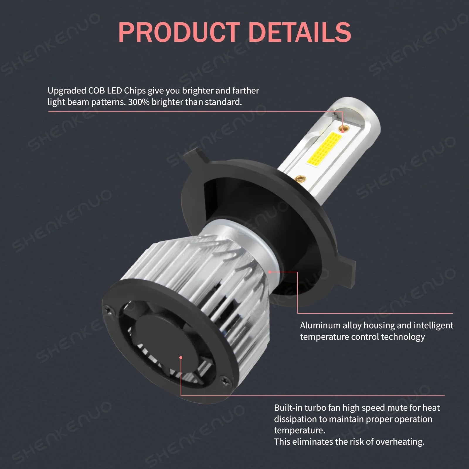 H4 High&Low Beam H11 Fog Light LED Headlight Bulbs 4pcs V155