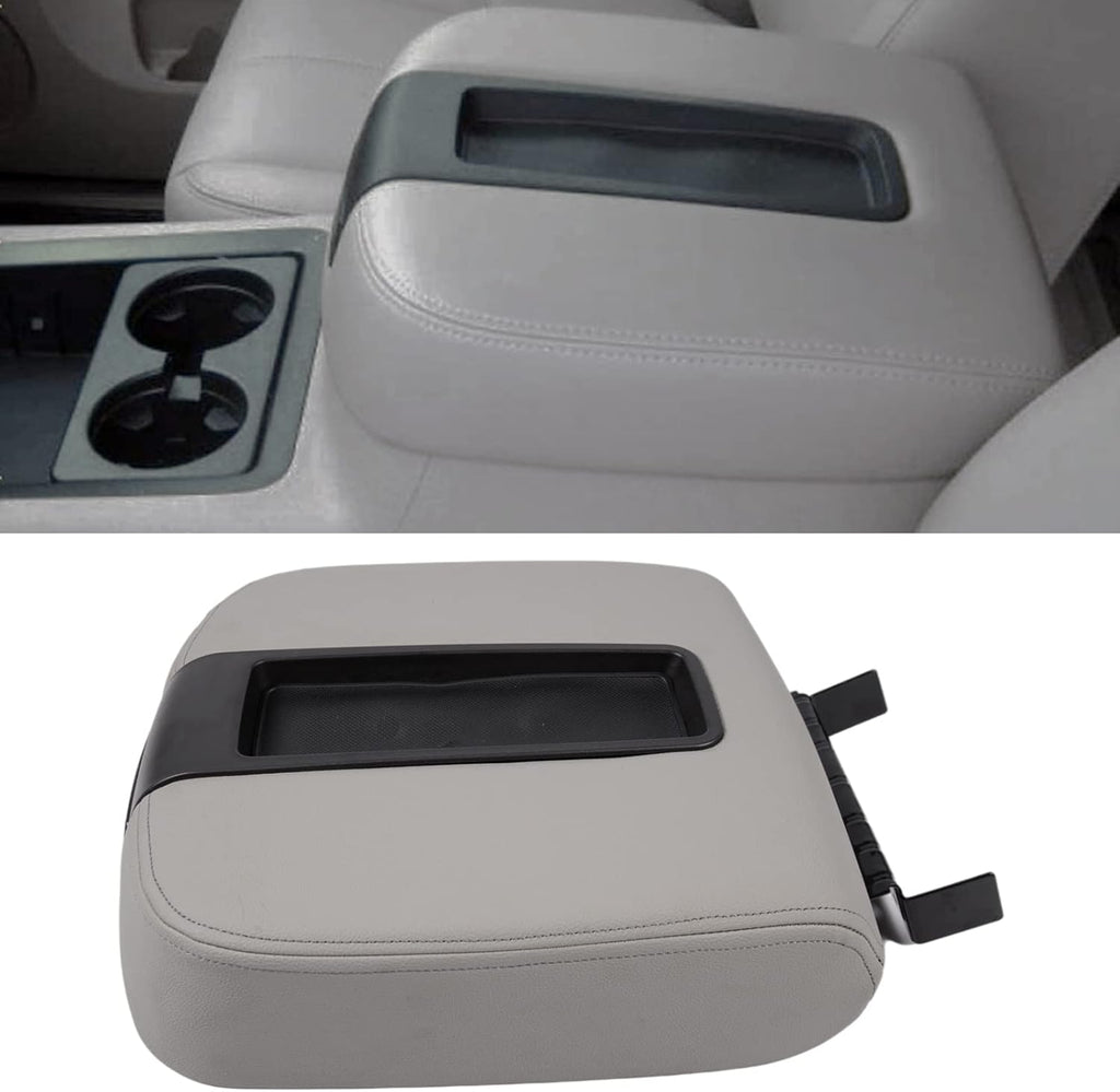 Front Center Console Lid Armrest for Chevy GMC Silverado Sierra 2007-2014 (Gray) Pack of 2 L557034