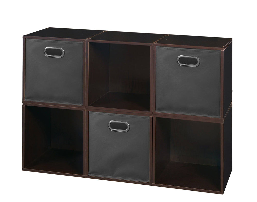 6 Cubes and 3 Canvas Bins Storage Set Truffle/Grey C46645
