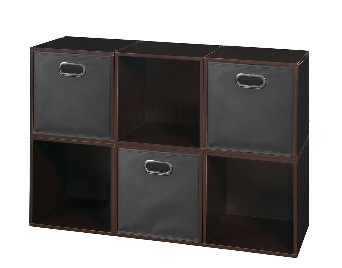 6 Cubes and 3 Canvas Bins Storage Set Truffle/Grey C46645