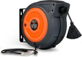 Retractable Extension Cord Reel 16AWG x 50' Feet Industrial Polypropylene Ultra Heavy Duty 3C SJTOW Commercial Ultra Flexible Cable Triple Tap Connector O318039