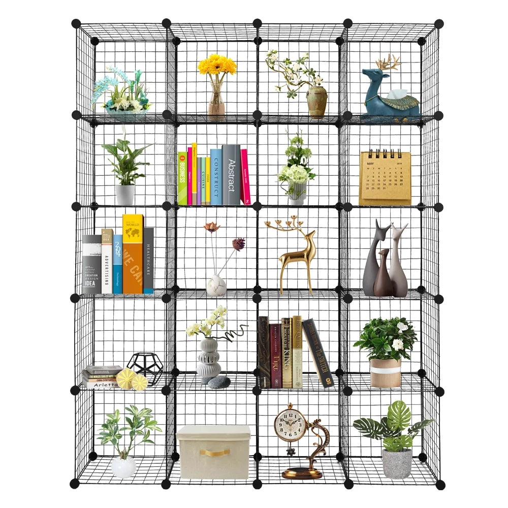 Black 20-Cube Wire Storage Shelving Unit R5952