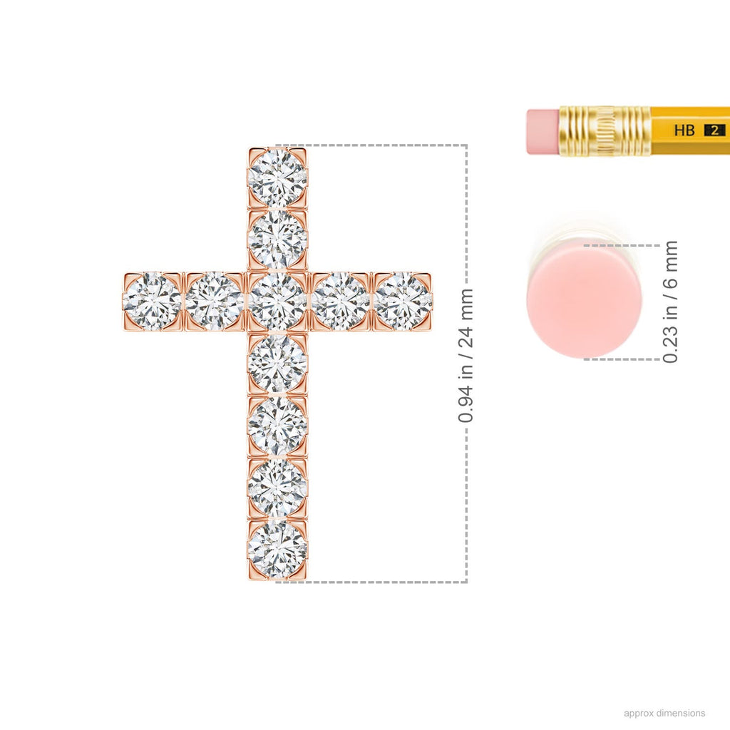 Diamond Cross Pendant Necklace in 14K Rose Gold C8720