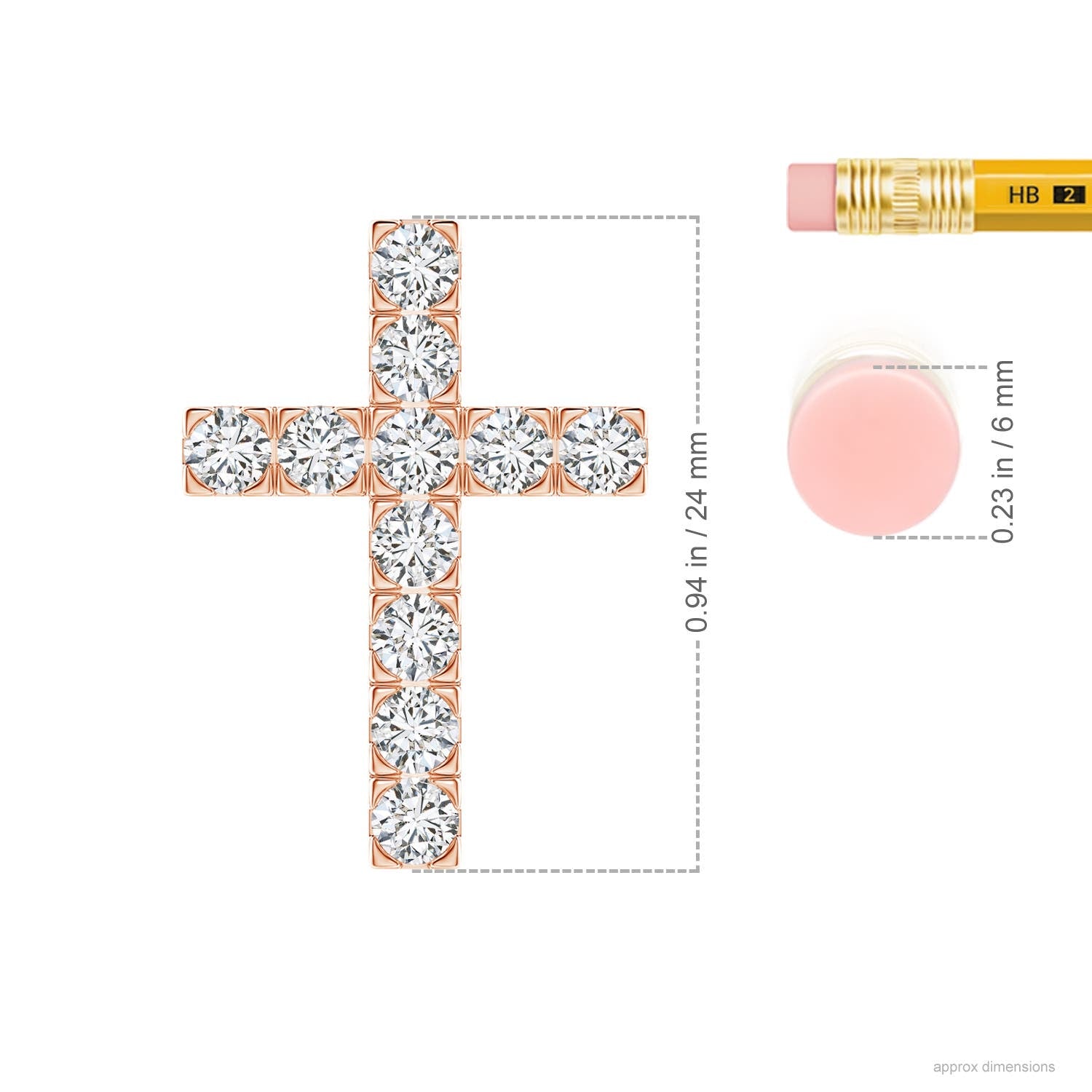 Diamond Cross Pendant Necklace in 14K Rose Gold C8720