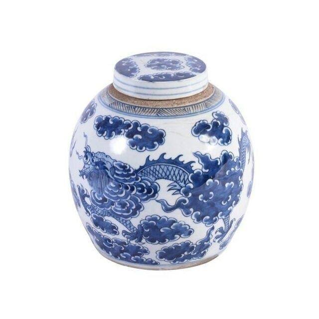 Blue & White Dragon Cloud Ancestor Jar F7072