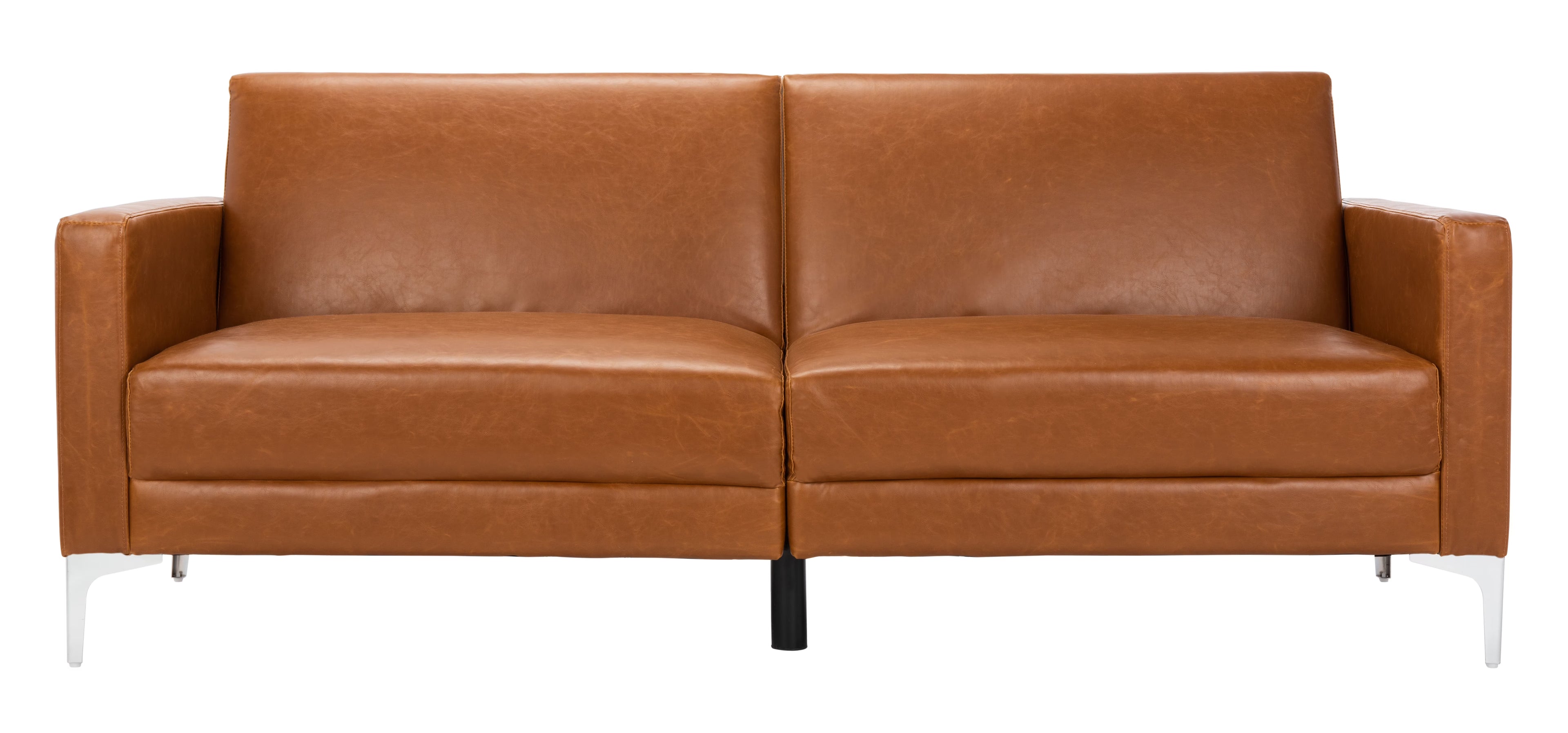 Cognac/Chrome Foldable Futon Bed S696411