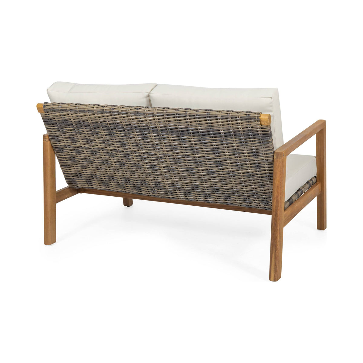Acacia Wood Loveseat with Wicker Accents O20359