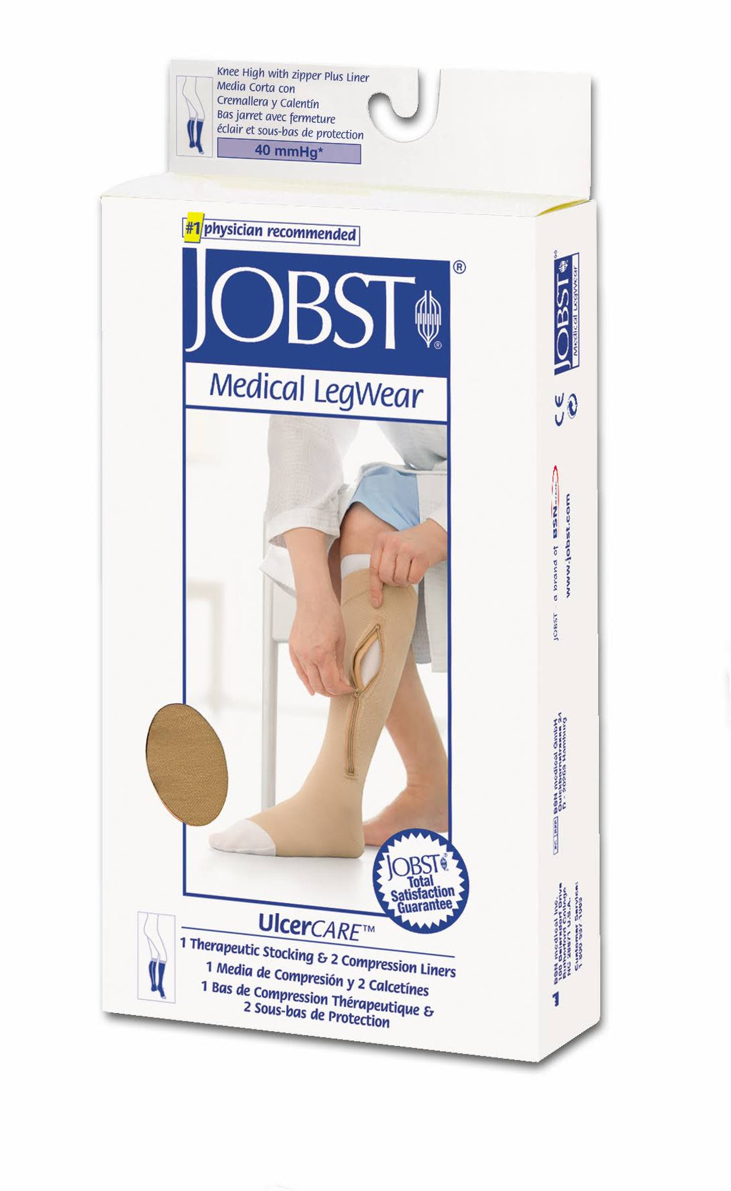 Beige XX-Large Right Compression Stocking with Zipper Y709805