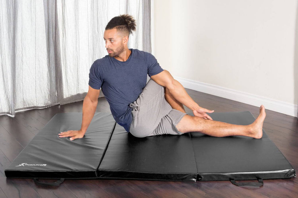 Black Tri-Fold Exercise Mat with Carrying Handles E230