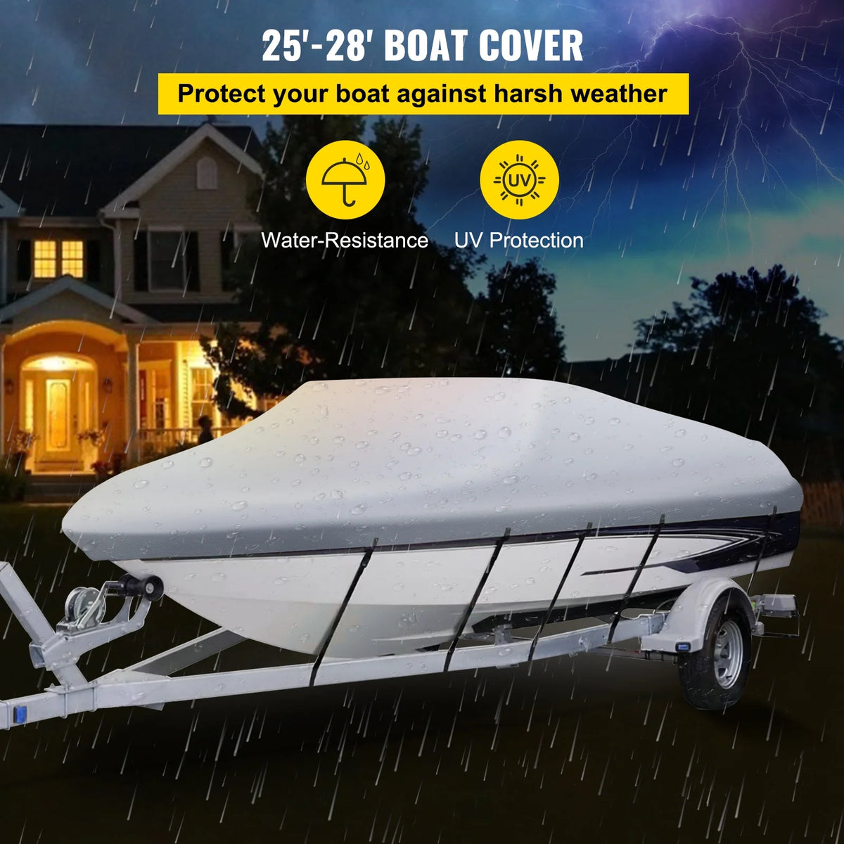 Heavy Duty 210D Marine Grade Polyester Waterproof Boat Cover F3576