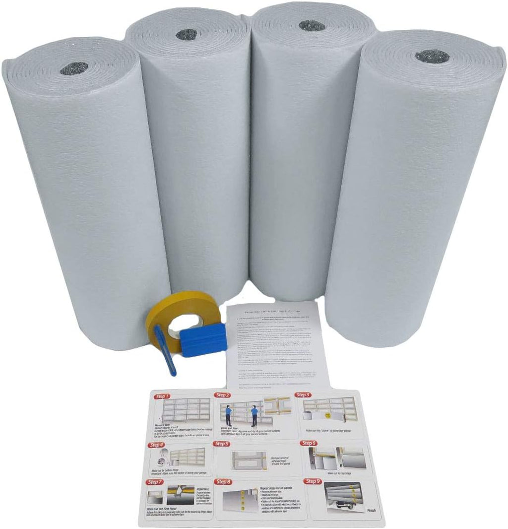 White Reflective Foam Core 2 Car Garage Door Insulation Kit 18FT x 8FT R Value 8.0 R1197
