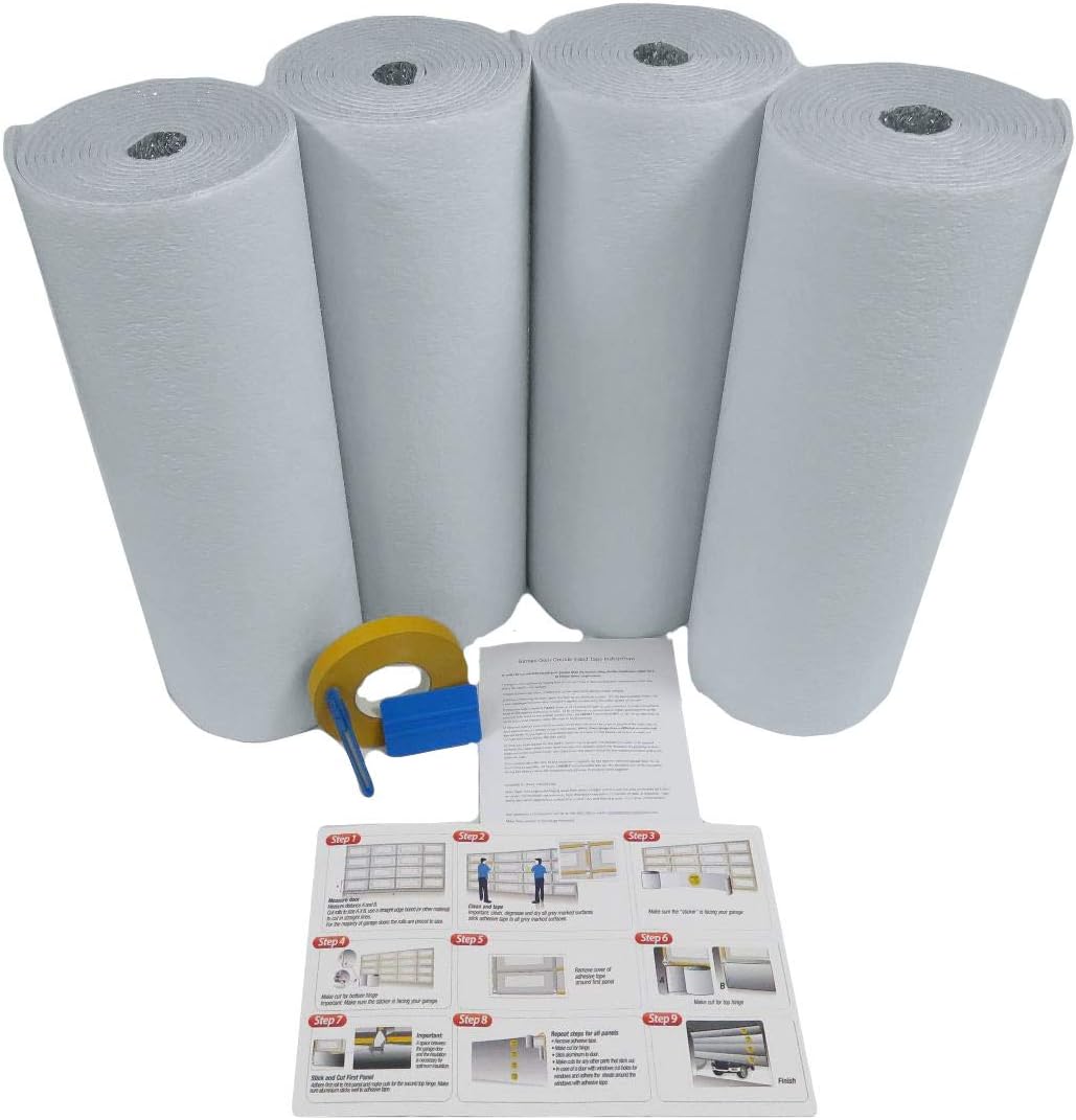 White Reflective Foam Core 2 Car Garage Door Insulation Kit 18FT x 8FT R Value 8.0 R1197