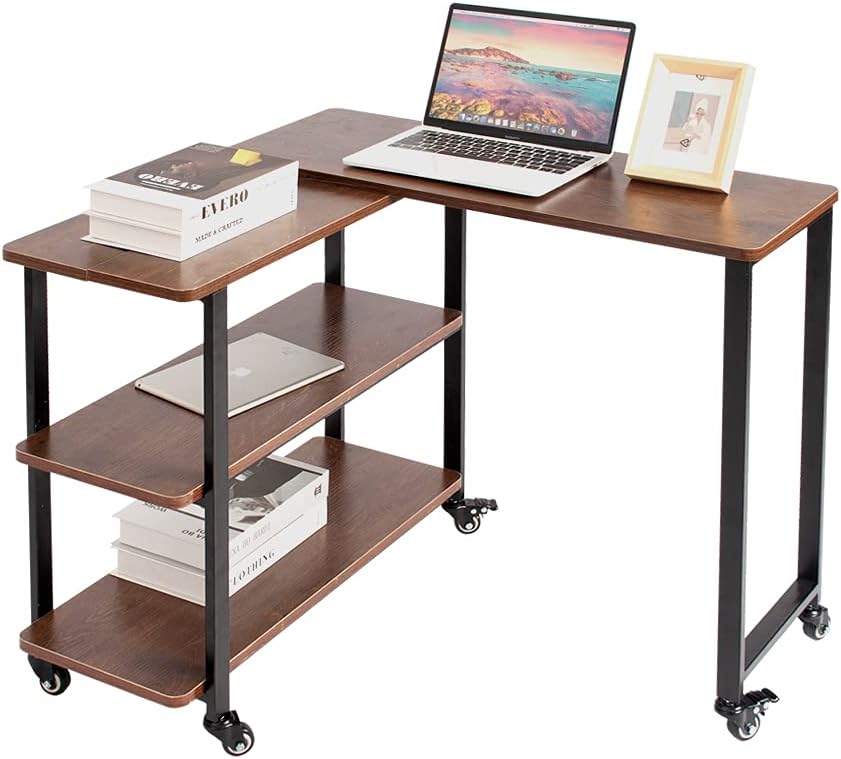 Walnut Desktop White Frame Folding Laptop Desk 39.4 Inch Pack of 2 R6795