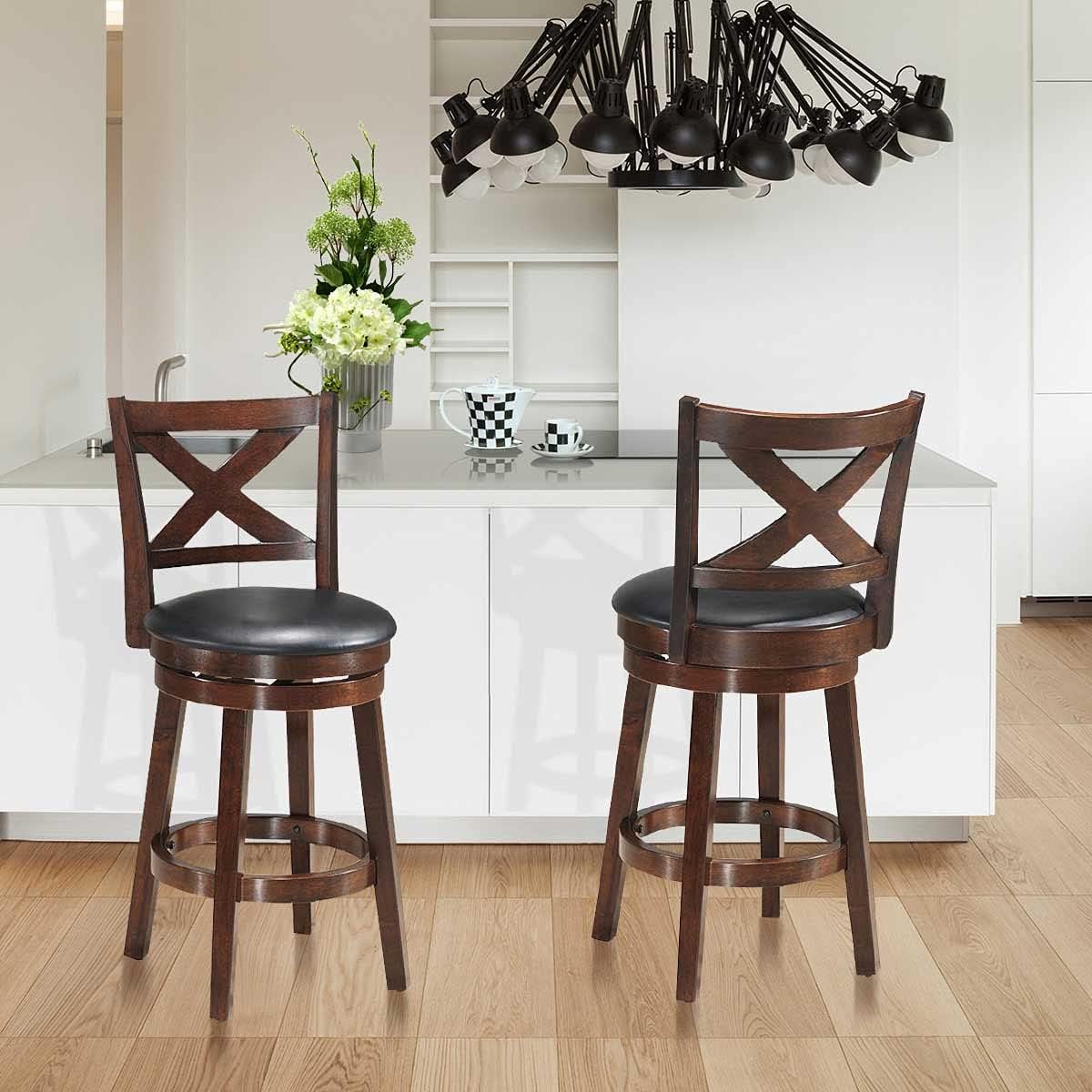 Cappuccino Swivel Bar Stool Set of 2 O12324