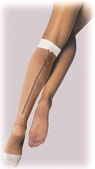 Beige XX-Large Right Compression Stocking with Zipper Y709805