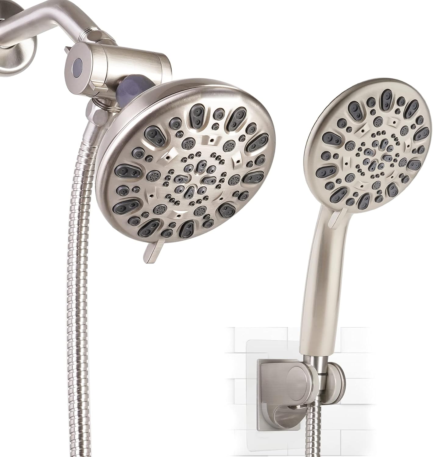 5-inch Rainfall Shower Head Combo with Handheld, 3-way Diverter, Brushed Nickel, Pack of 2 R433605
