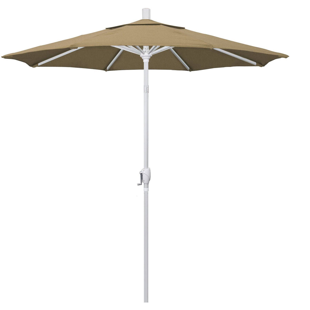 Matte White Aluminum Patio Umbrella in Straw Olefin V26319