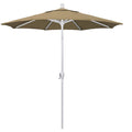 Matte White Aluminum Patio Umbrella in Straw Olefin V26319