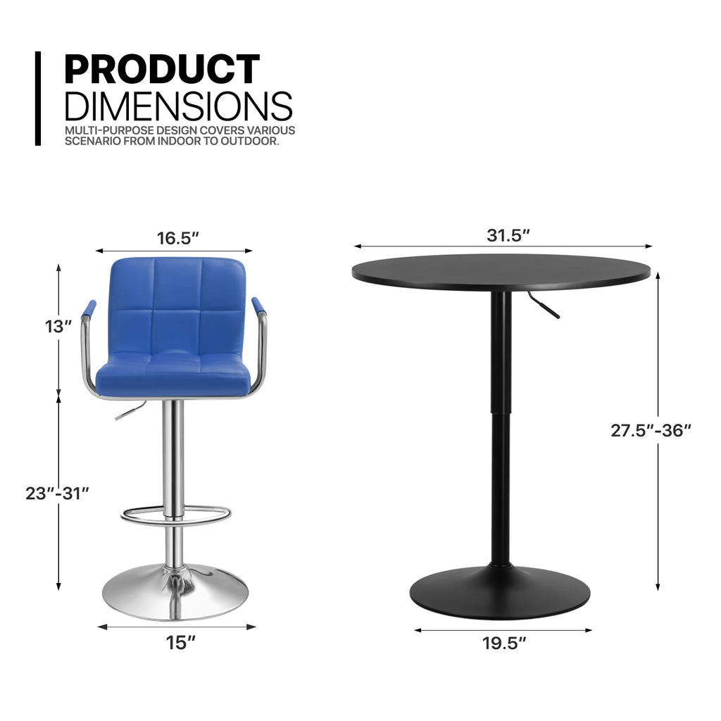 Set of 3 Bar Dining and Chair Set with PU Leather Chair H31146