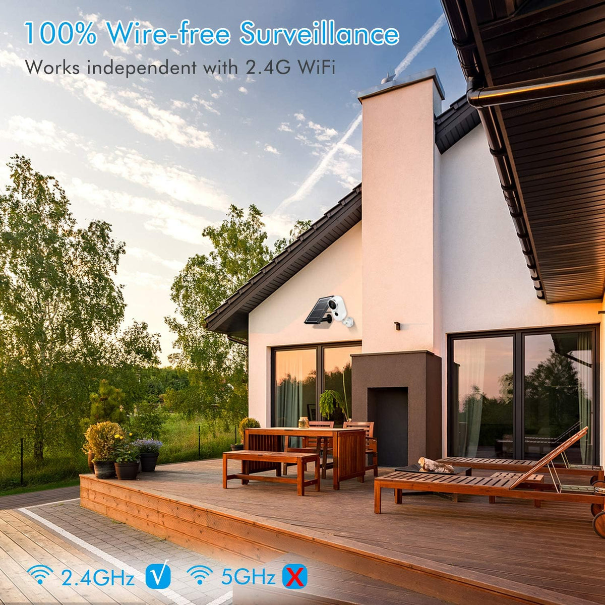 Outdoor Solar Security Camera Wireless 1080P Rechargeable Battery Powered WiFi Camera 2 Way Audio HD Video Wirefree IP Camera Motion Alarm Home Surveillance Camera System U194606