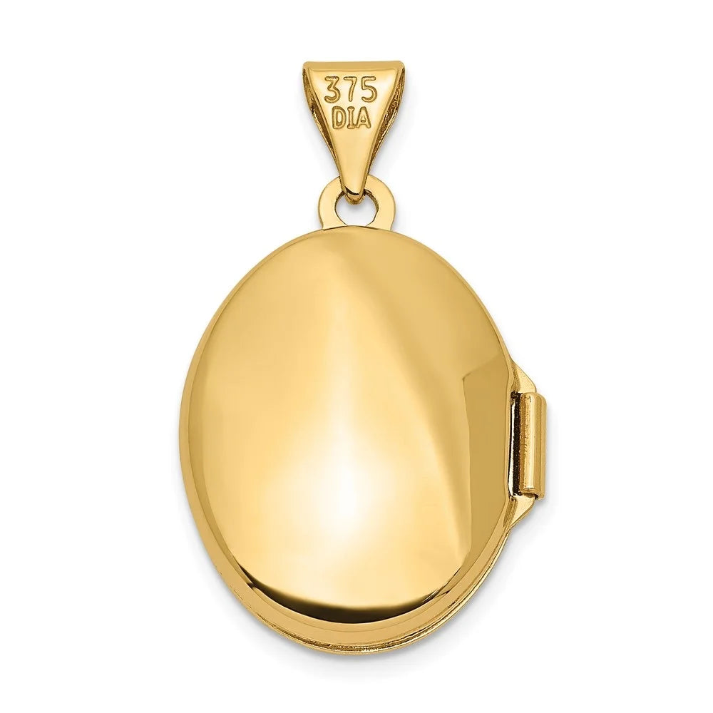 14K Yellow Gold Diamond Oval Locket Pendant W20632