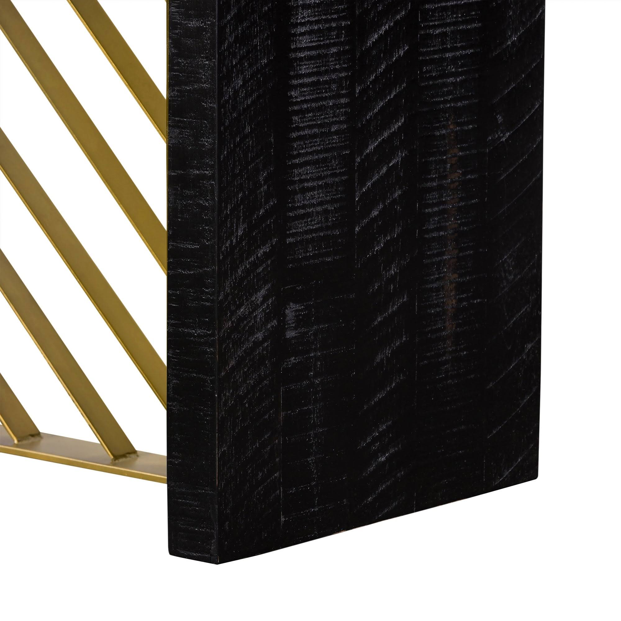 Black Wood Console Table with Antique Brass Accent Z3781