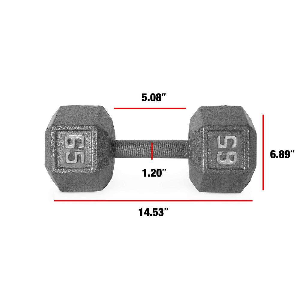 Grey Solid Hex Dumbbell 65 lbs V632