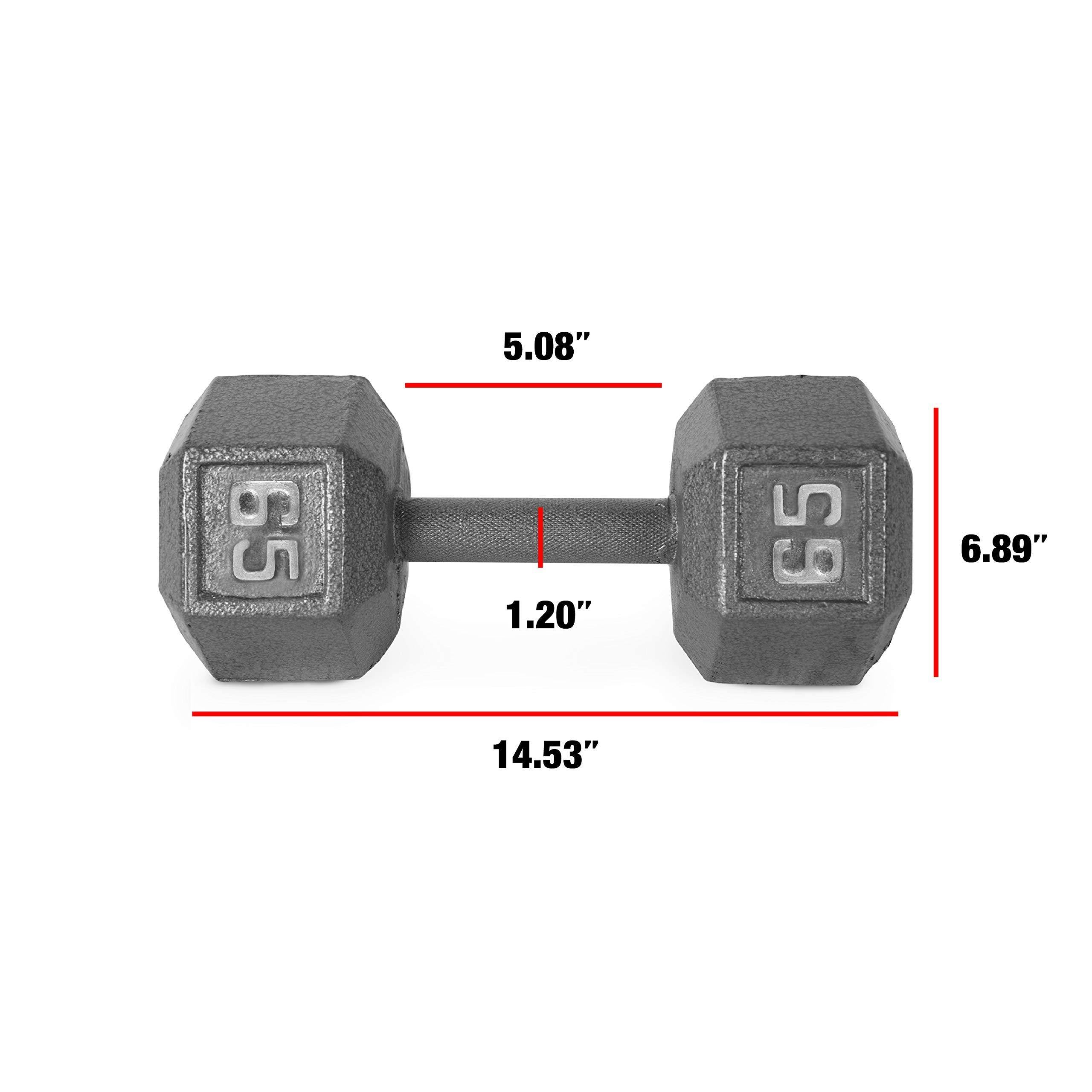 Grey Solid Hex Dumbbell 65 lbs V632