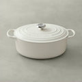 Matte White Cast Iron Oval Dutch Oven C635