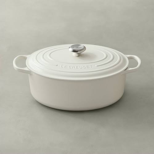 Matte White Cast Iron Oval Dutch Oven C635