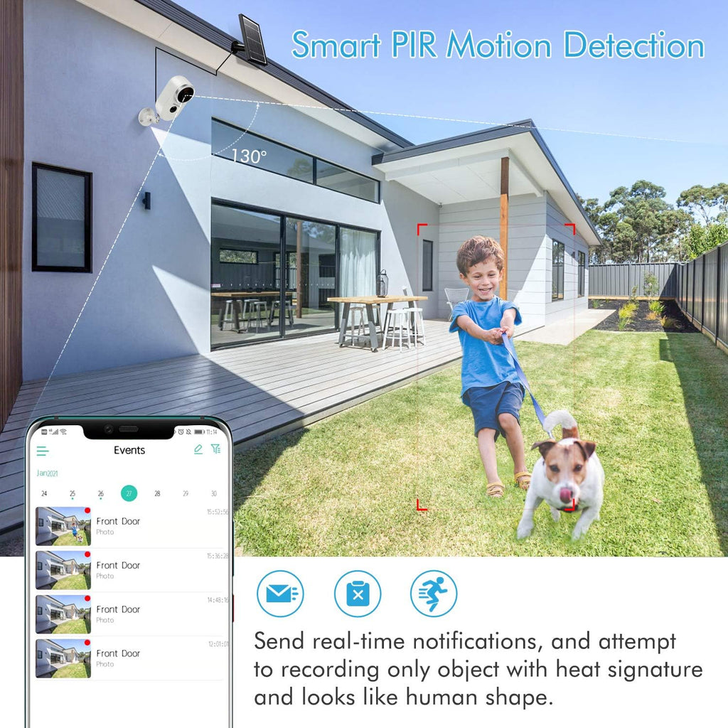 Outdoor Solar Security Camera Wireless 1080P Rechargeable Battery Powered WiFi Camera 2 Way Audio HD Video Wirefree IP Camera Motion Alarm Home Surveillance Camera System U194606