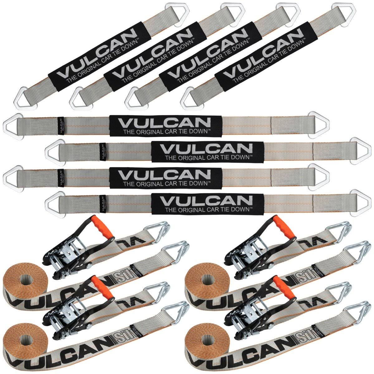 Complete Axle Strap Tie Down Kit with Wire Hook Ratchet Straps, Includes (4) 22x22 Axle Straps, (4) 36x2 S479822