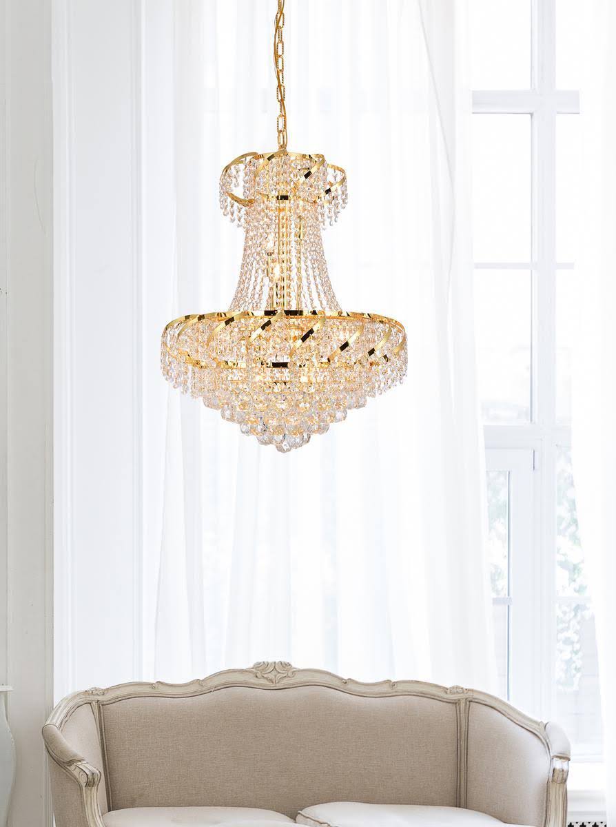 11 Light Gold Chandelier Clear Crystal J31549