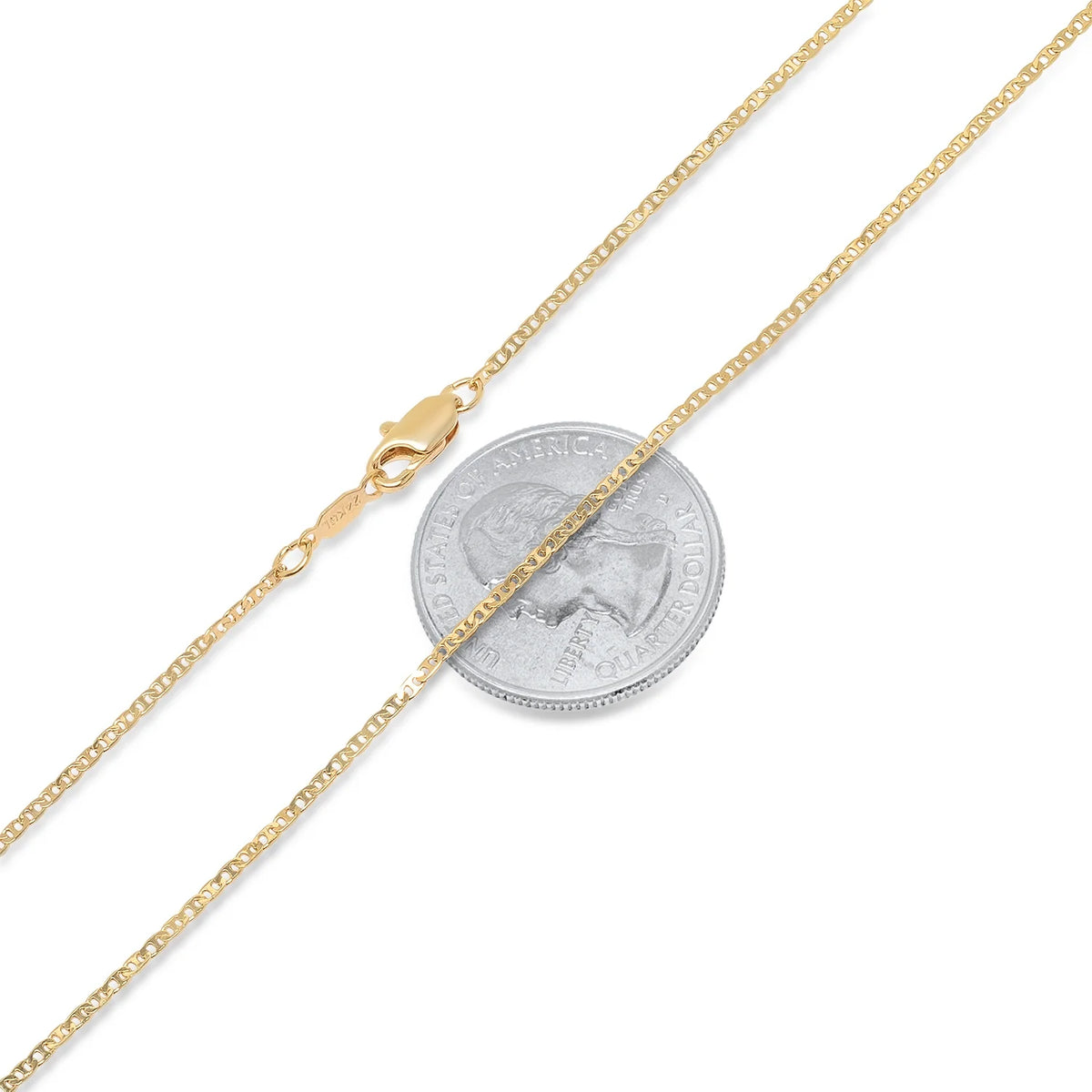 14k Yellow Gold Plated Flat Mariner Chain Necklace, 22 inches M463275