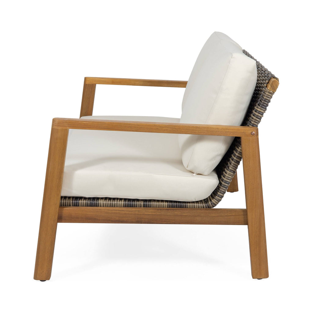 Acacia Wood Loveseat with Wicker Accents O20359