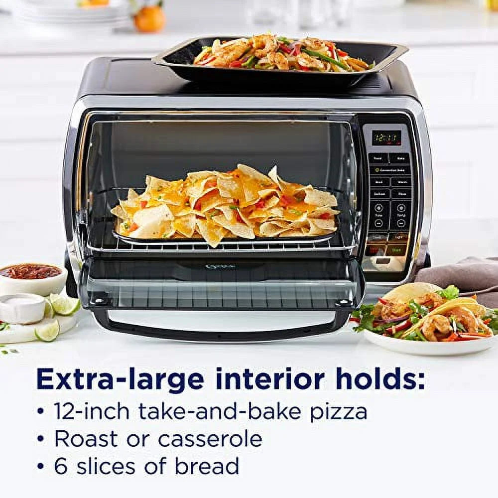 Black/Polished Stainless Digital Convection Toaster Oven J15378