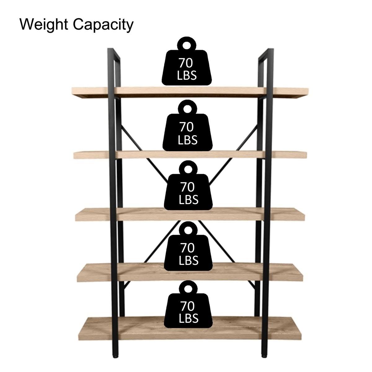 5-Tier Rustic Storage Bookshelf A7262
