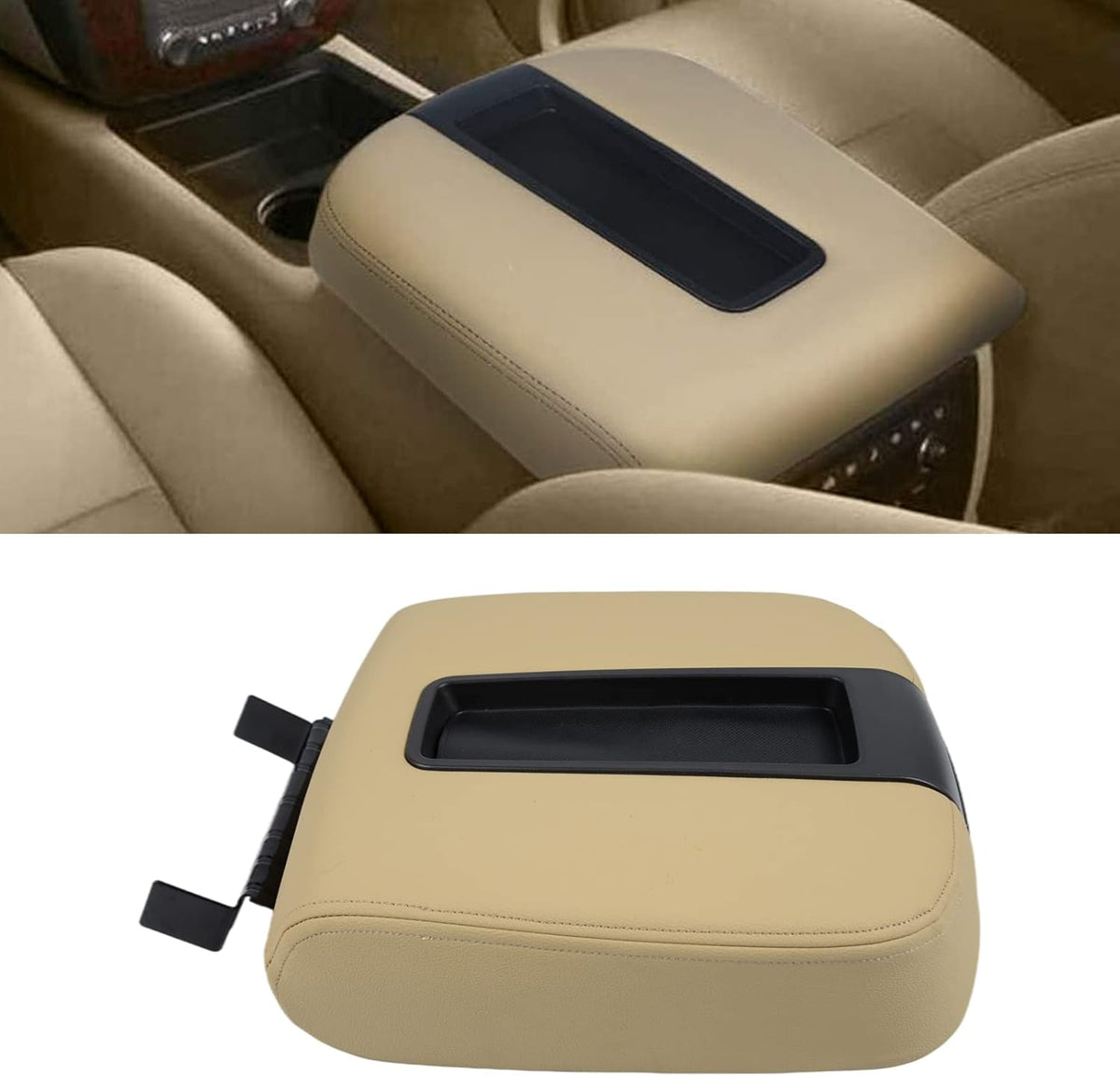 Front Center Console Lid Armrest for Chevy GMC Silverado Sierra 2007-2014 (Gray) Pack of 2 L557034