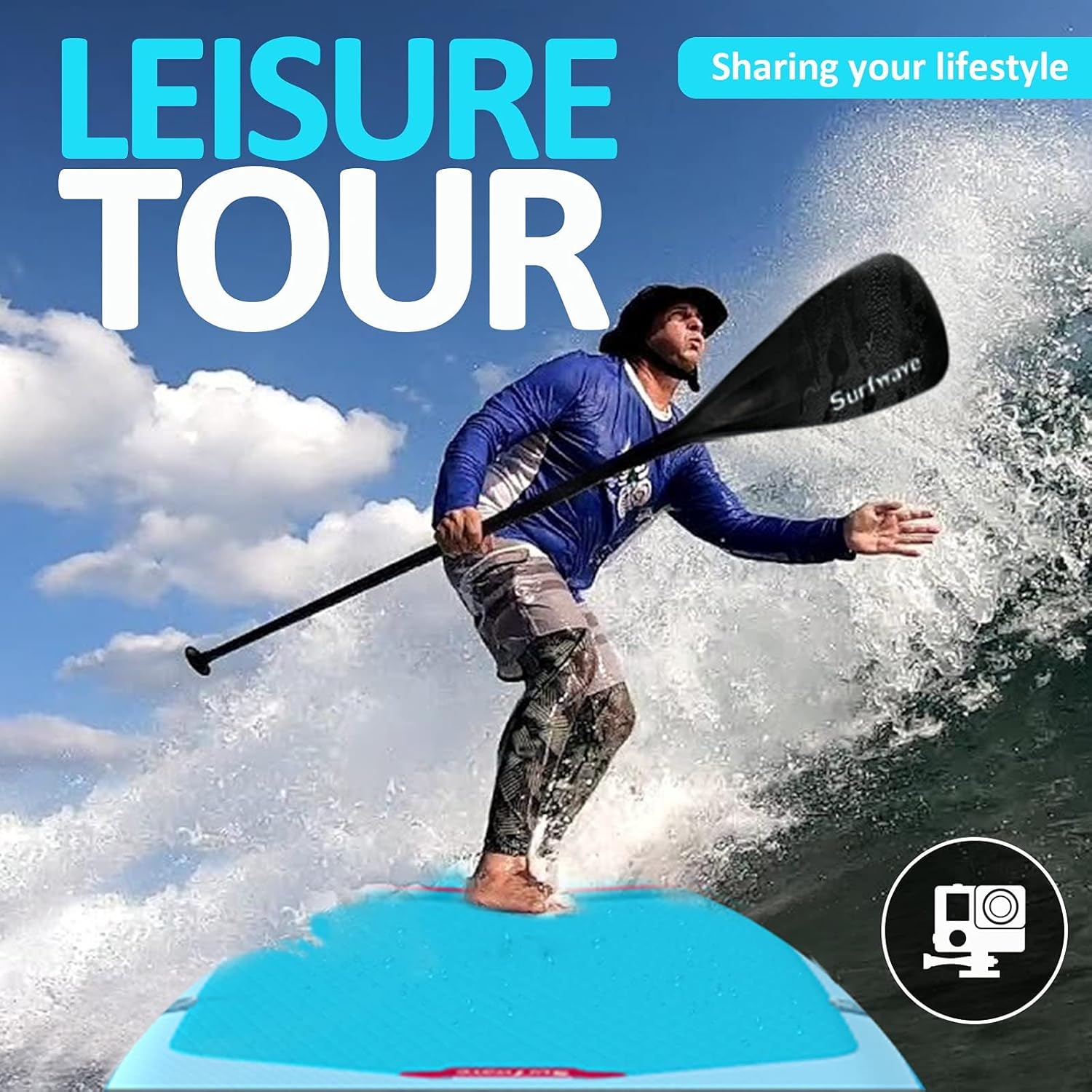 10'8''×33''×6'' Extra Wide Inflatable Paddle Board with Camera Mount O40029
